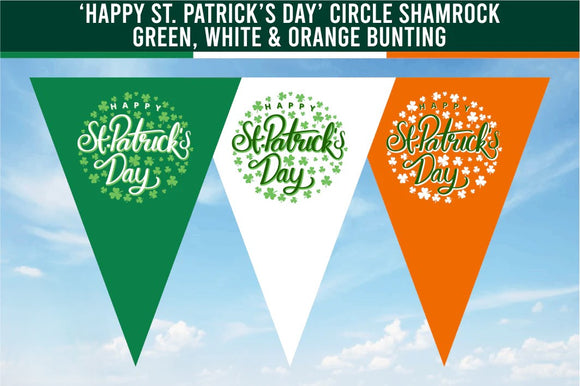 Happy St. Patrick's Day' Green, White & Orange Bunting