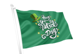 Happy St. Patrick's Day Leprechaun Hat & Plain Green Shamrock Flag