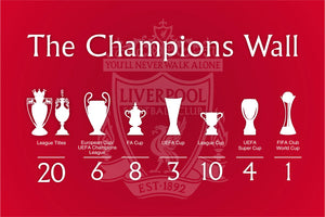 Liverpool FC Champions Wall 2024/25 Flag - Red Background