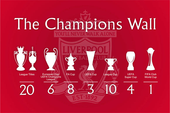 Liverpool FC Champions Wall 2024/25 Flag - Red Background