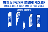 Medium 3m feather Banners ( Banner, Pole, Base)