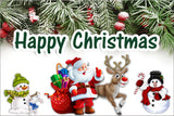 Happy Christmas Santa, Reindeer & Snowman Flag