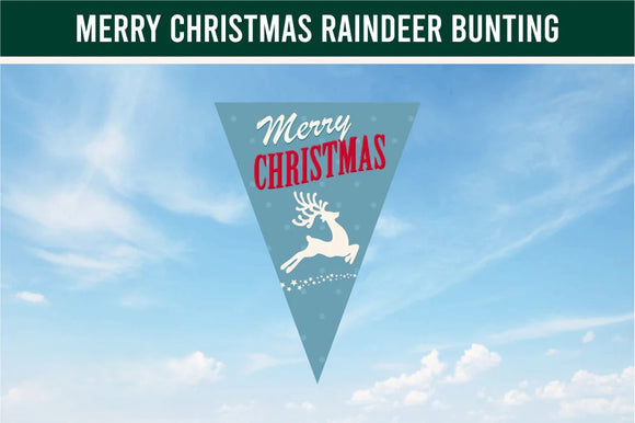Merry Christmas Reindeer Blue Bunting
