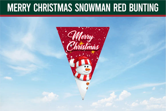 Merry Christmas Snowman Red Bunting