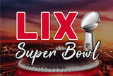 Super Bowl Trophy & Stadium Flag