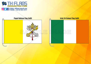 Tricolour and Papal Vatican Flag Set for a flag pole